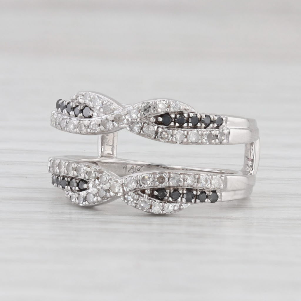 Light Gray 0.23ctw Black White Diamond Ring Jacket 14k White Gold Size 5 Enhancer Bridal