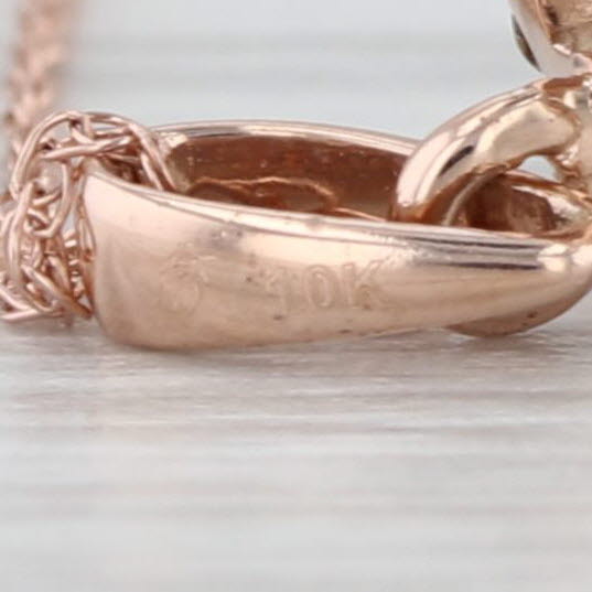 Floating Diamond Halo Pendant Necklace 10k Rose Gold 19.5" Rope Chain