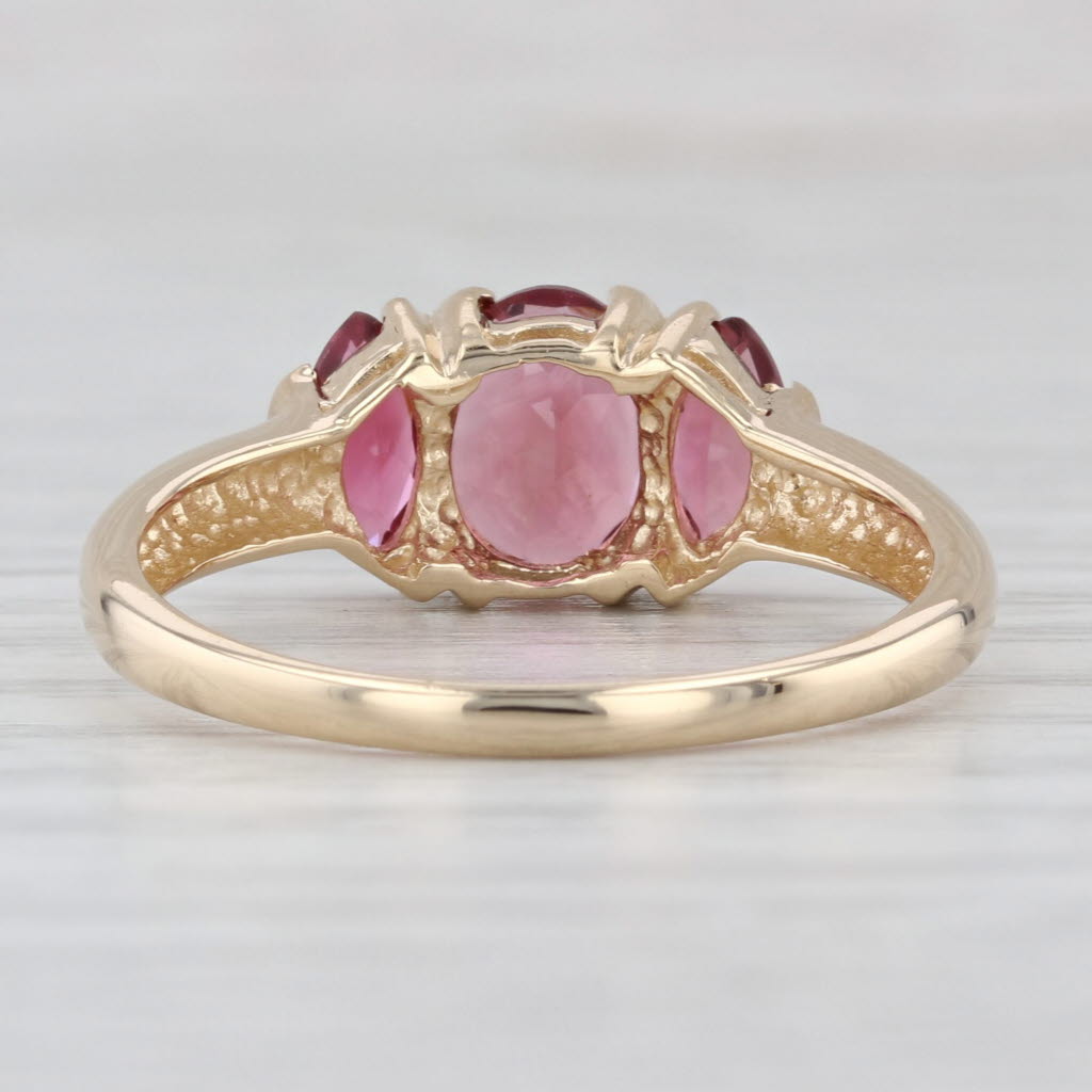 1.68ctw Pink Tourmaline 3-Stone Ring 14k Yellow Gold Size 10