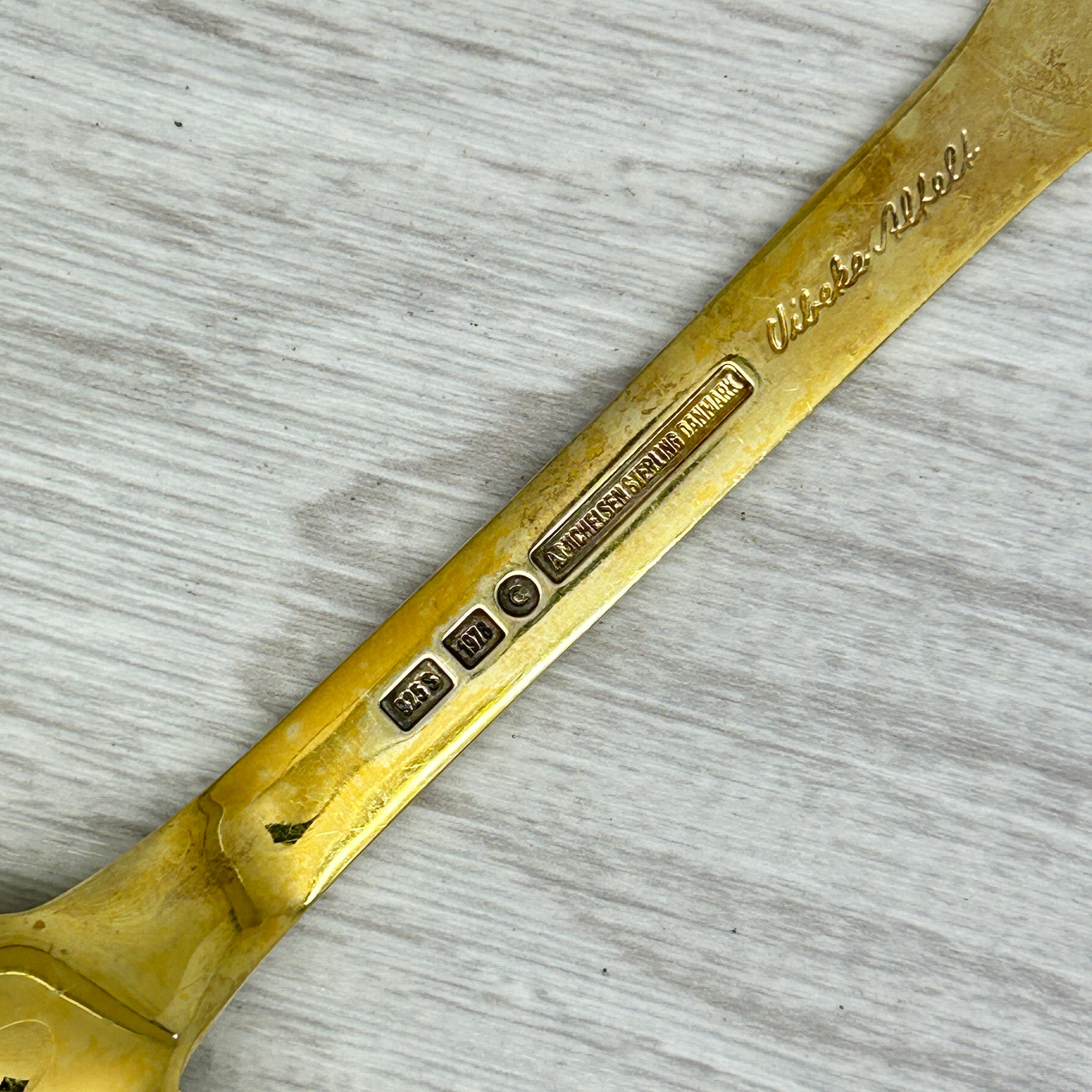Gray Vintage 1978 Anton Michelsen Sterling Silver Enamel Christmas Spoon Denmark