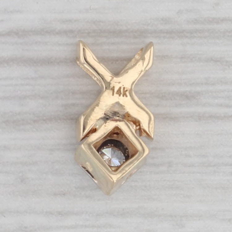 Gray Small XO Diamond Pendant 14k Yellow Gold Round Solitaire Drop
