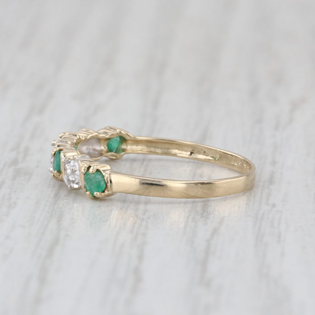0.26ctw Emerald Diamond Ring 10k Yellow Gold Size 7 Stackable Bridal