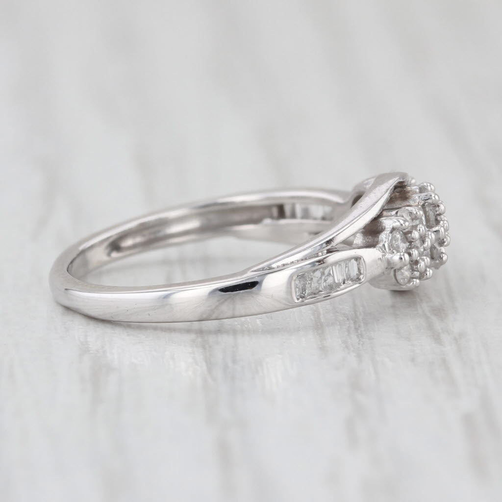 0.37ctw Diamond Cluster Ring 10k White Gold Stackable Size 6.25
