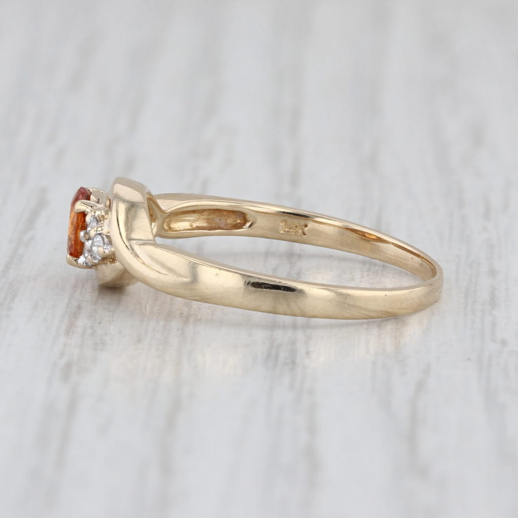 0.47ctw Oval Mandarin Orange Citrine Diamond Ring 14k Yellow Gold Size 8