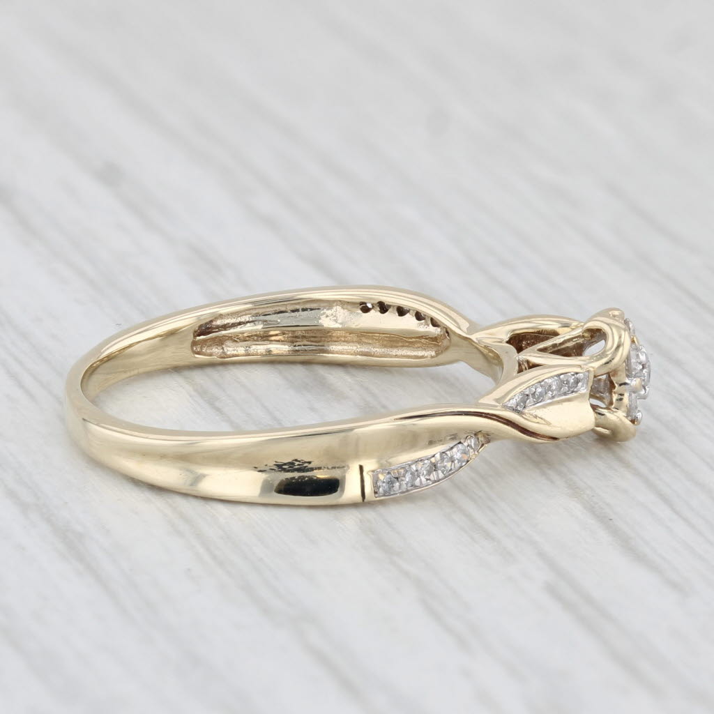 Light Gray 0.15ctw Diamond Cluster Engagement Ring 10k Yellow Gold Size 8 Woven Band