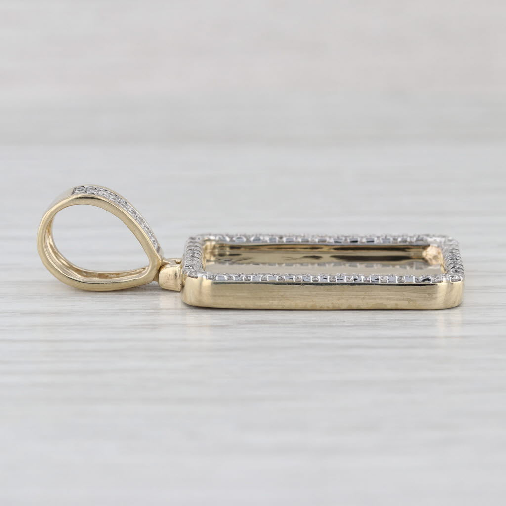 0.79ctw Diamond Halo Engravable Pendant 10k Yellow Gold