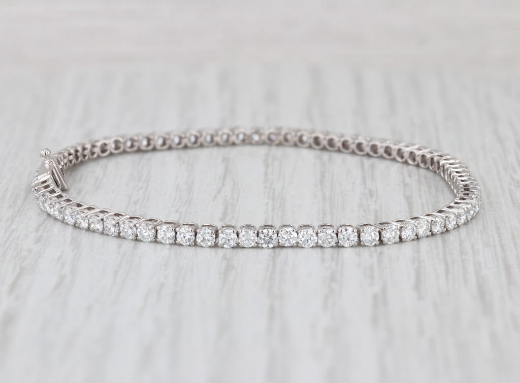New 3.71ctw Lab Grown Diamond Tennis Bracelet 14k White Gold VS2 F-G 7"