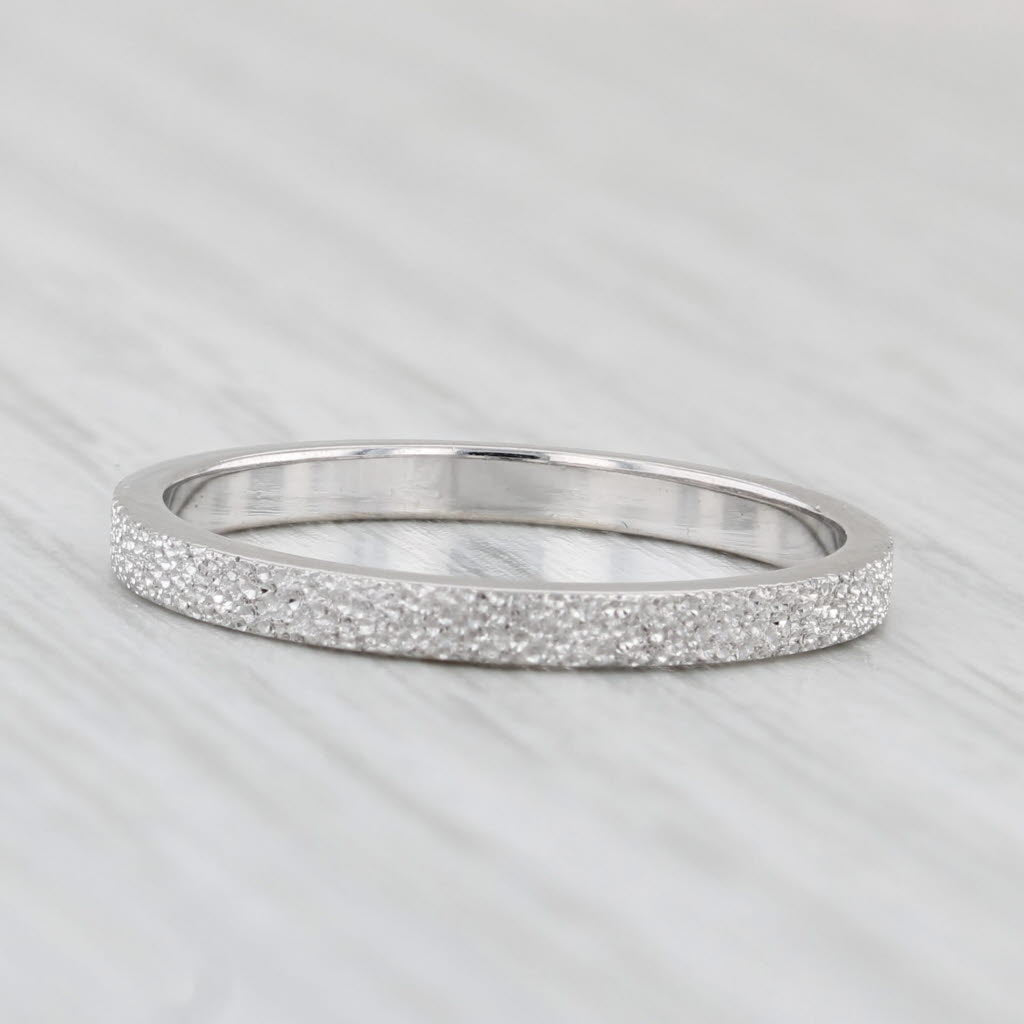 Light Gray Textured Brushed Band 14k White Gold Size 6 Wedding Stackable Ring
