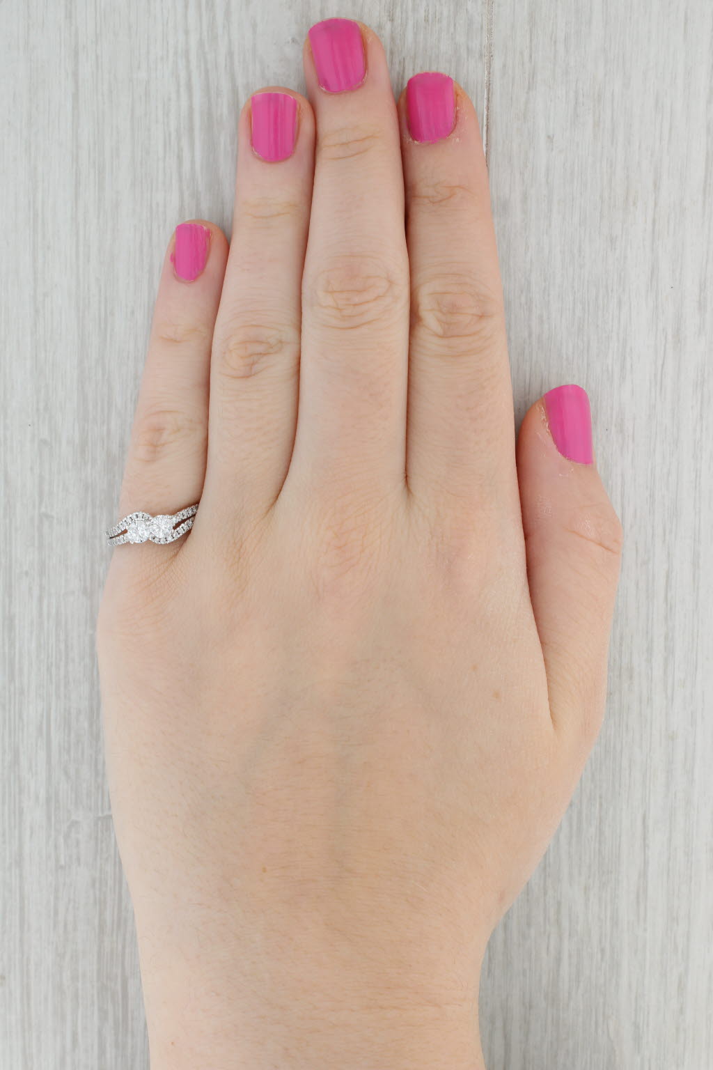 Gray Ever Us 0.65ctw 2-Diamond Engagement Anniversary Ring 14k White Gold Size 7