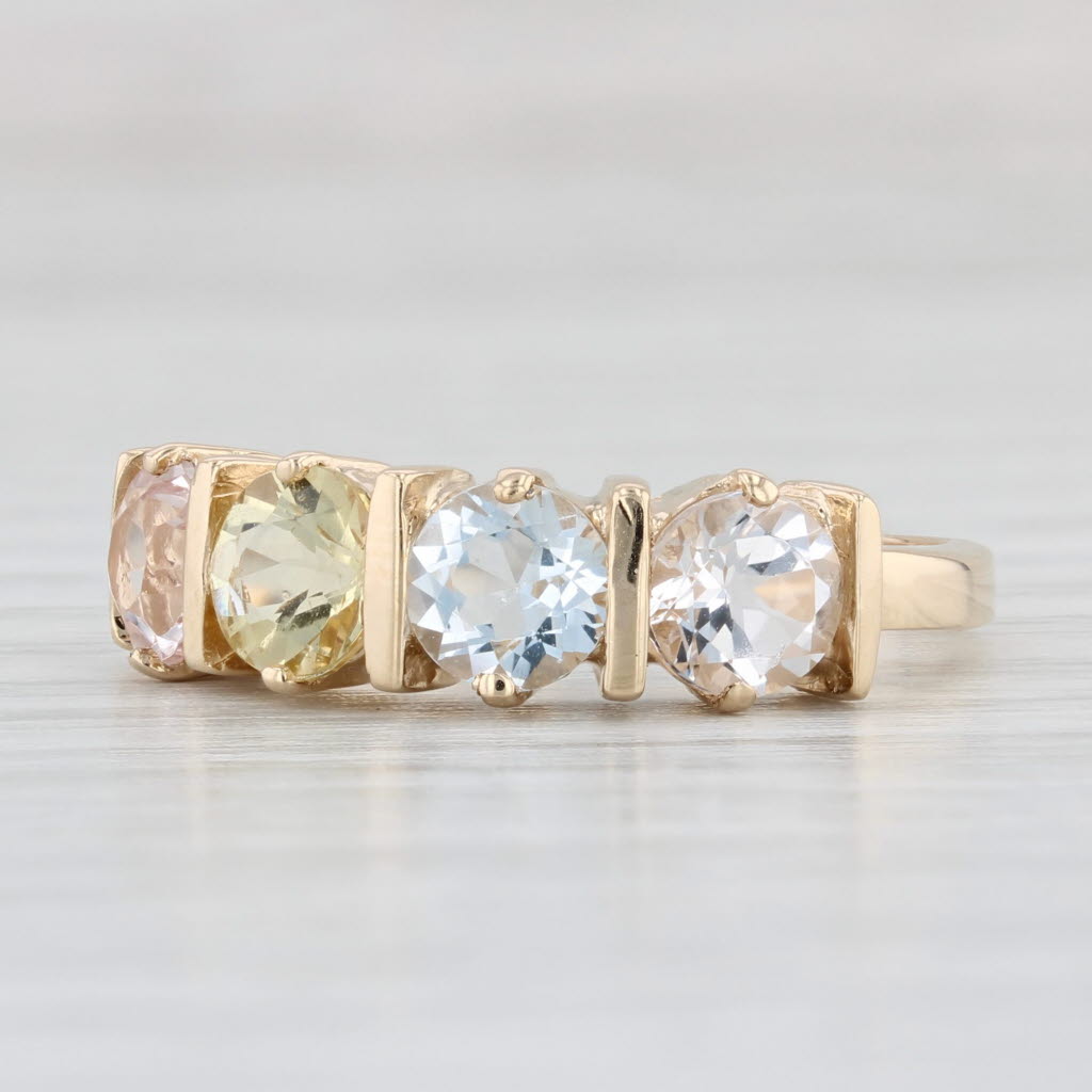 Light Gray 1.80ctw Morganite Aquamarine Heliodore Ring 14k Yellow Gold Size 7