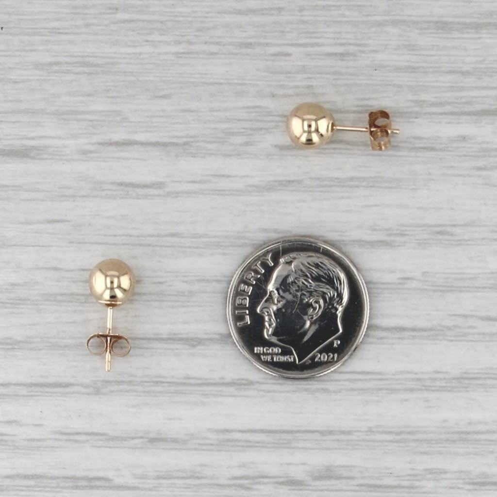 Bead Stud Earrings 14k Yelllow Gold 5.8mm Round Studs