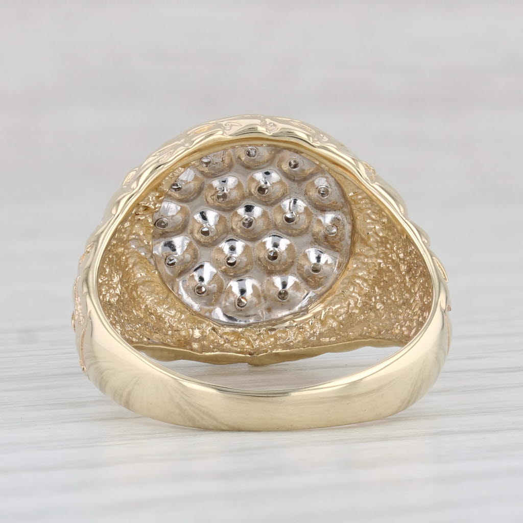 Light Gray 0.18ctw Diamond Men's Ring 10k Yellow Gold Size 10 Nugget Band