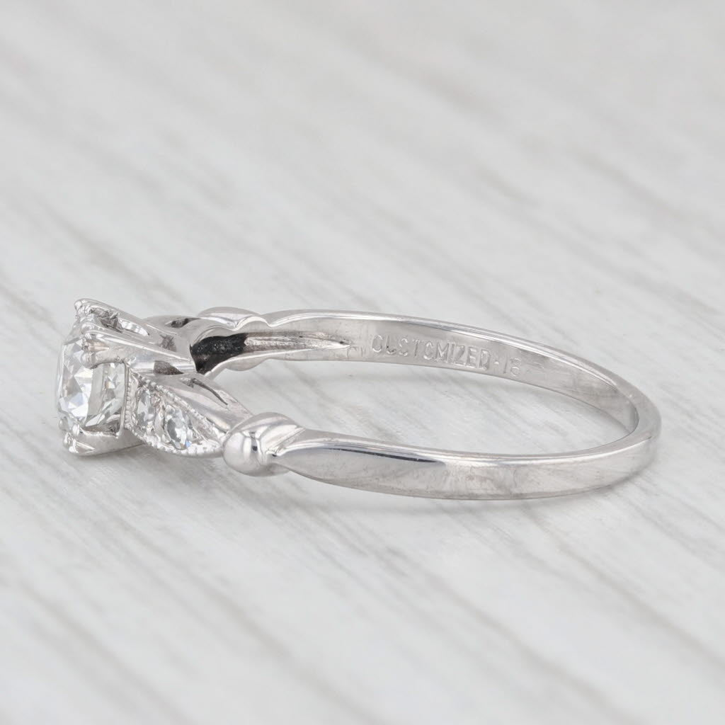 Light Gray 0.43ctw Diamond Engagement Ring 18k White Gold Size 4.75 Vintage Old European
