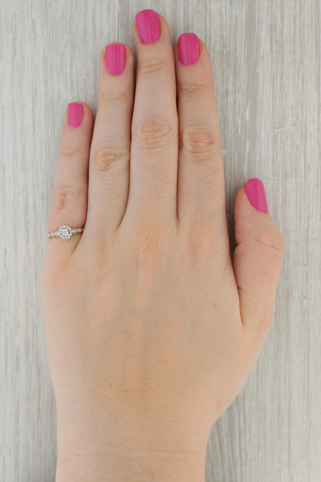 Tan 0.18ctw Round Diamond Halo Engagement Ring 10k Rose Gold Size 5