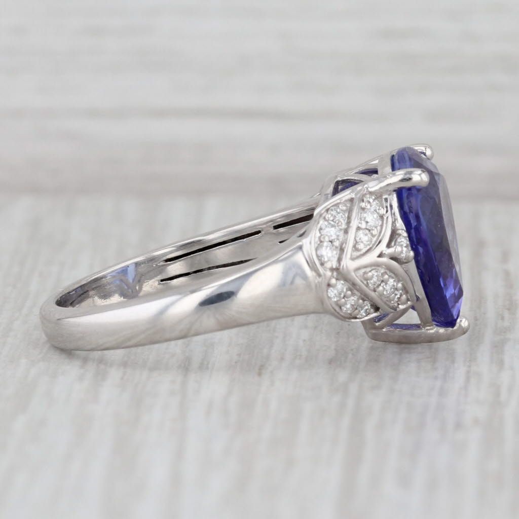 4.68ctw Pear Tanzanite Diamond Ring 18k White Gold Size 7