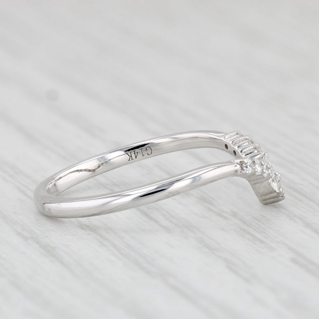 Light Gray New Contoured 0.15ctw Diamond Ring 14k White Gold Wedding Band Guard Size 6.75