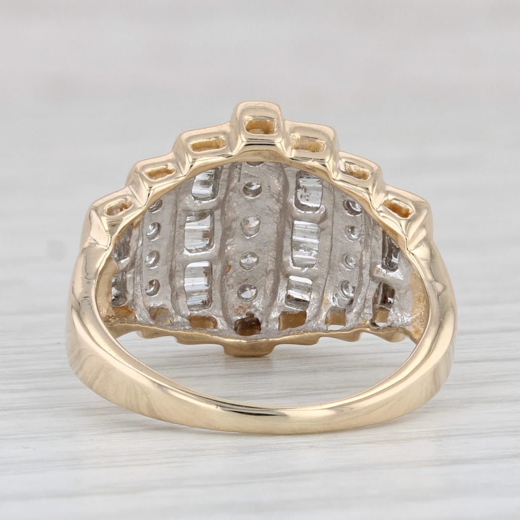 Light Gray 0.80ctw Diamond Ring 14k Yellow Gold Size 7 Tiered Beveled