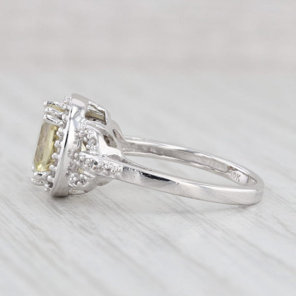 Light Gray 2.35ctw Yellow Heliodor Beryl Diamond Halo Ring 10k White Gold Size 6.5