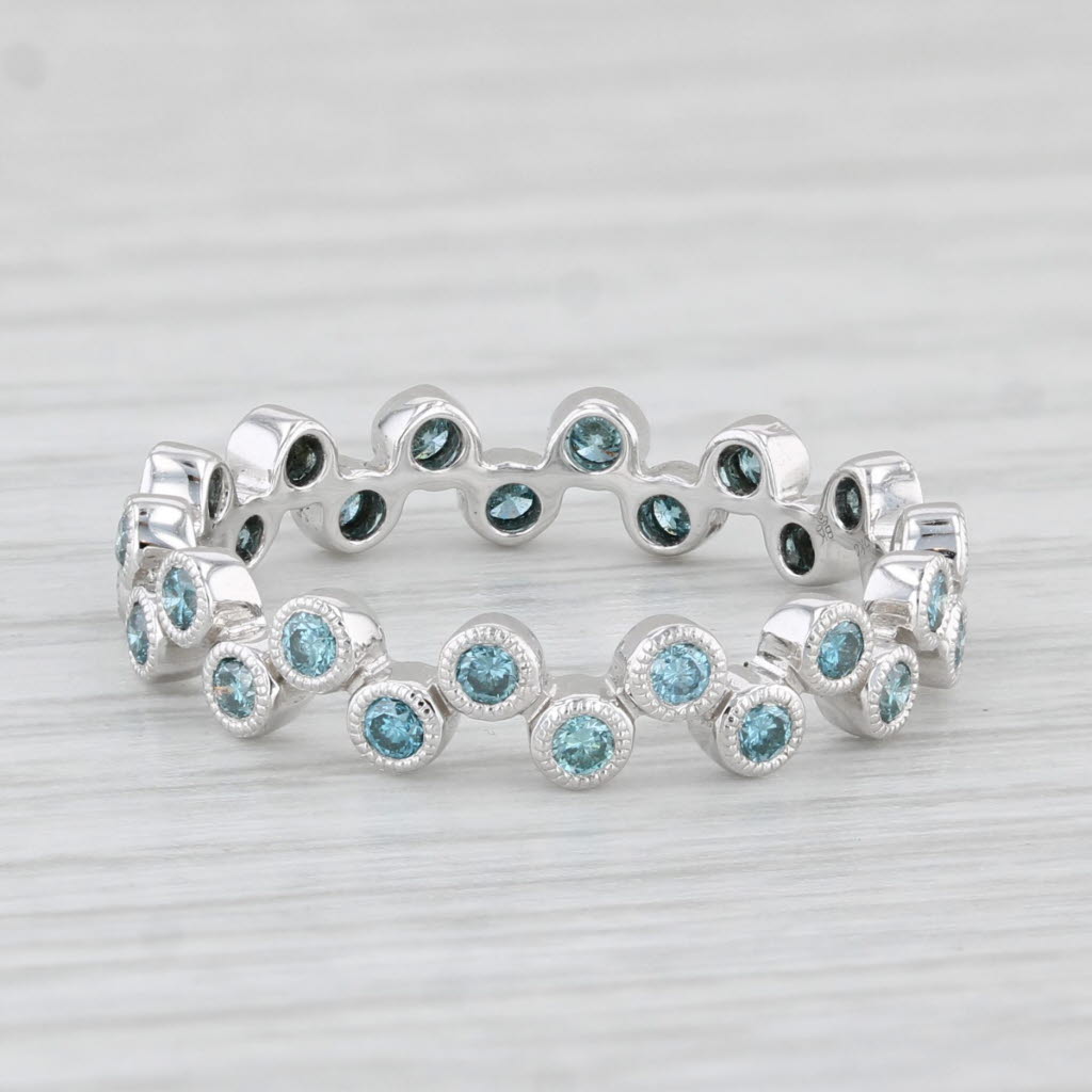 Light Gray New Beverley K 0.50ctw Blue Diamond Bubbles Ring 18k White Gold Sz 6.5 Stackable