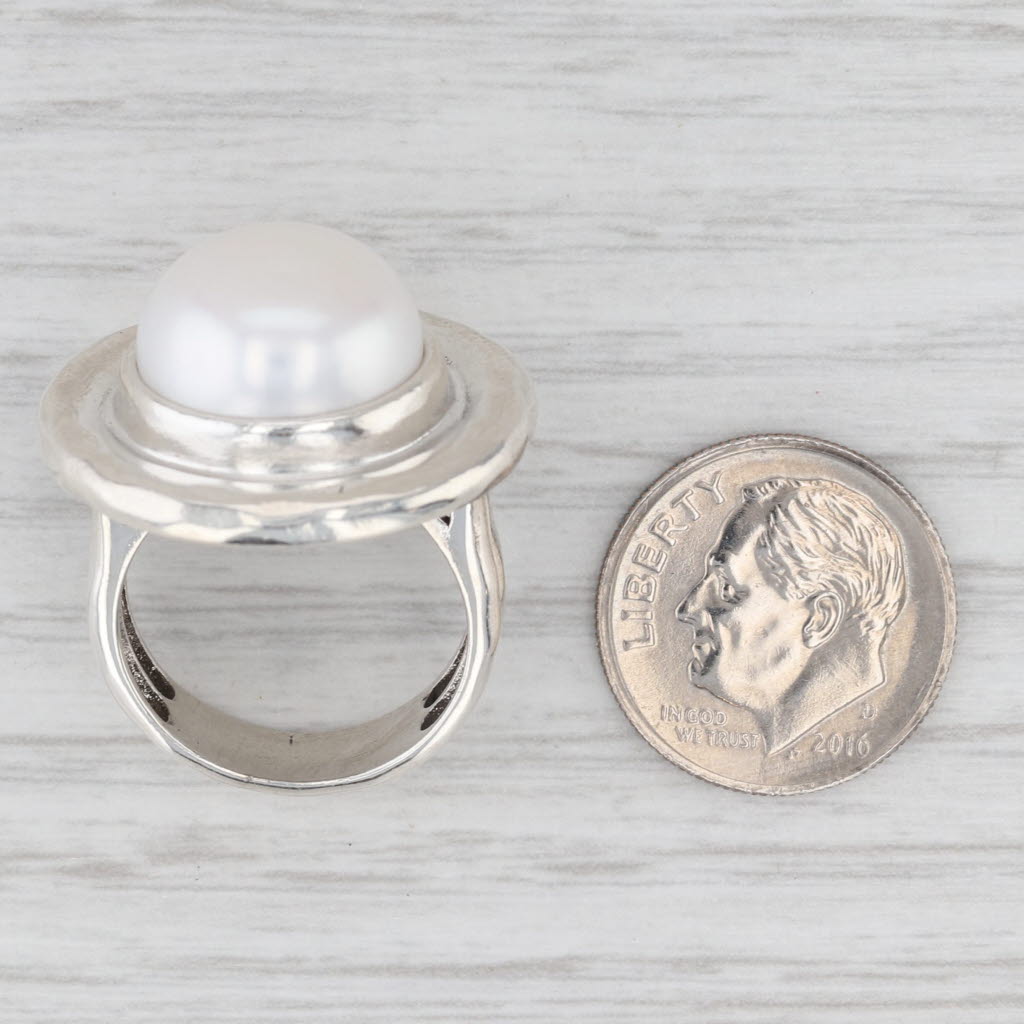 Light Gray Silpada 13.7mm Cultured Pearl Ring Pure Romance R3366 Sterling Silver Size 6