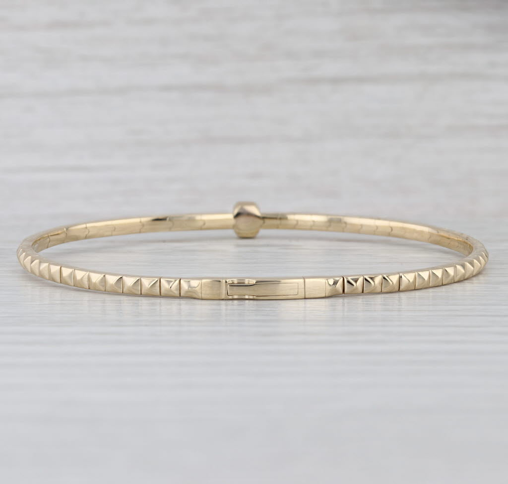 New 0.63ctw Diamond Beveled Flexible Bangle Bracelet 14k Yellow Gold 6.75"