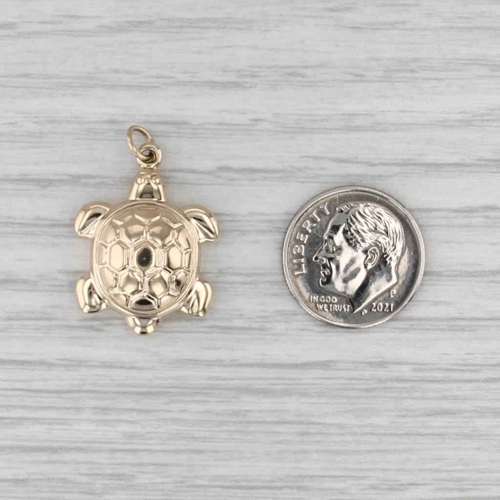 Sea Turtle Charm 14k Yellow Gold Nautical Pendant