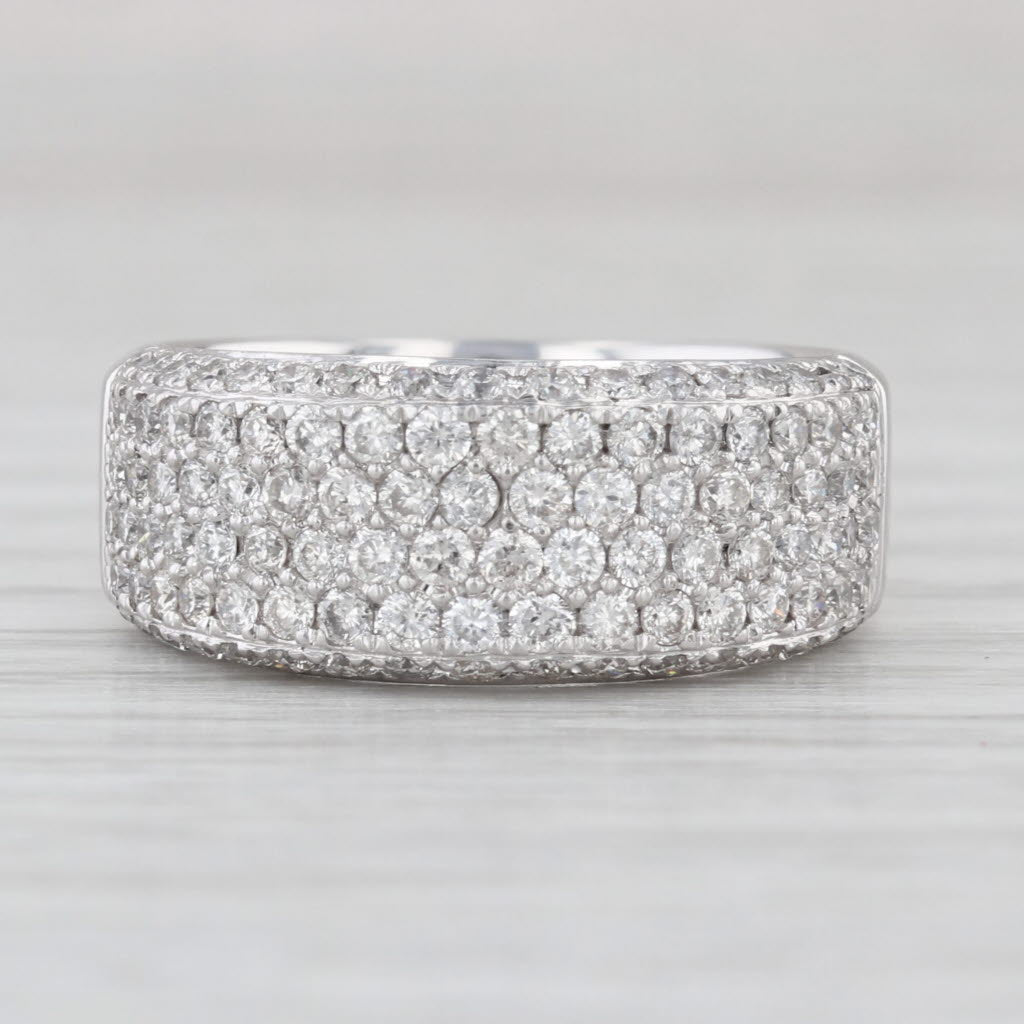 1.20ctw Pave Diamond Ring 14k White Gold Size 7.25 Wedding Anniversary Band