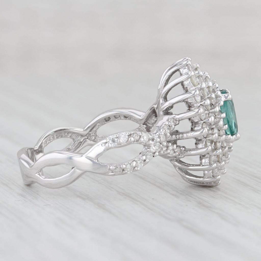 Light Gray 1.74ctw Green Alexandrite Diamond Cluster Ring 14k White Gold Size 8.25