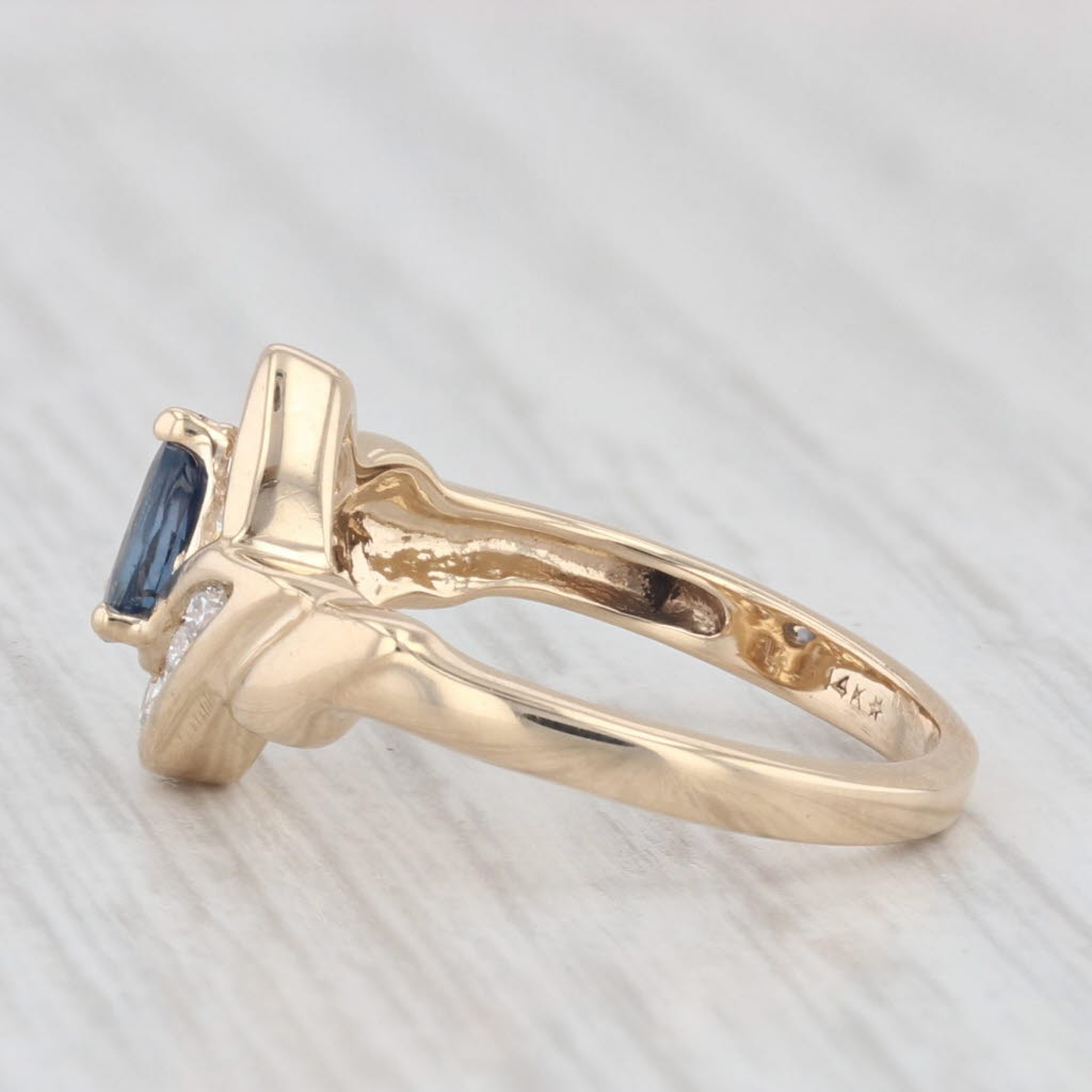 Light Gray 0.40ctw Pear Blue Sapphire Diamond Ring 14k Yellow Gold Size 3.5