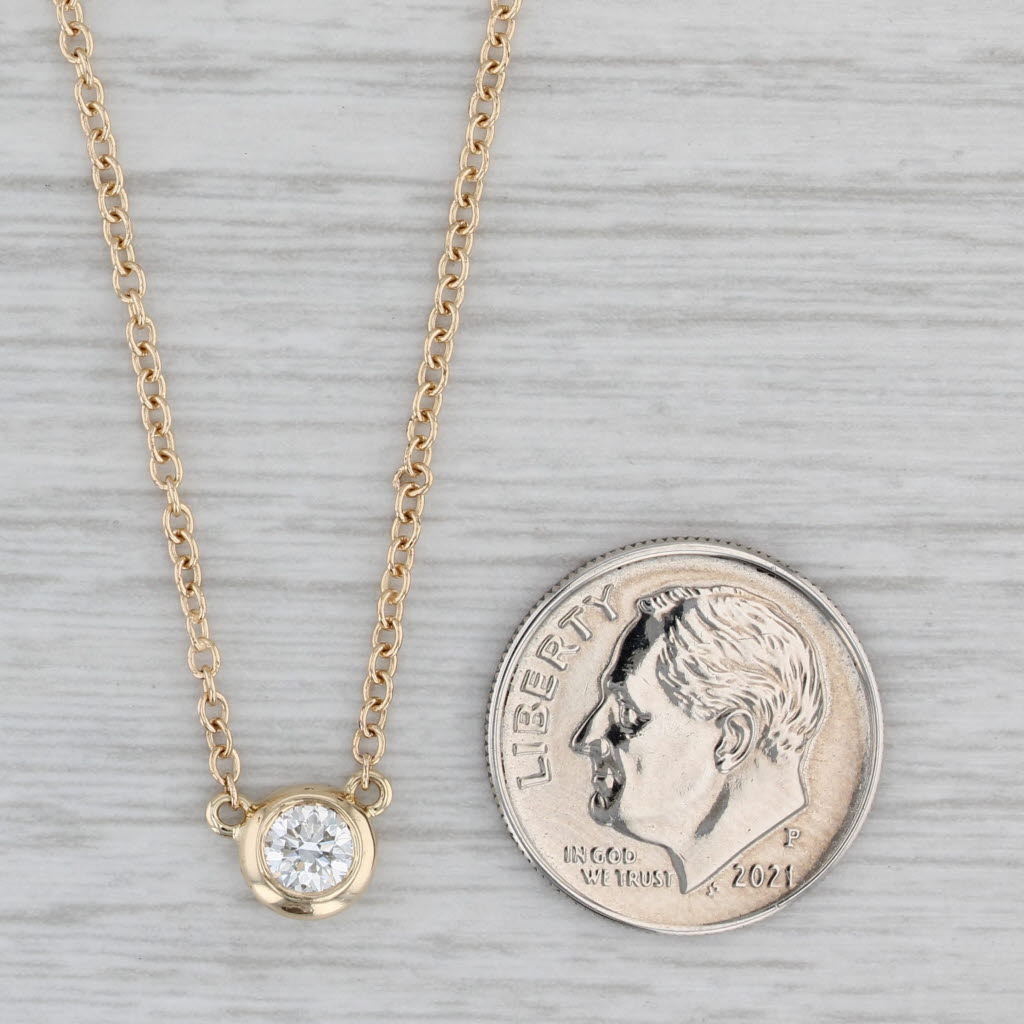 Gray 0.28ct VS2 Diamond Solitaire Pendant Necklace 14k Yellow Gold 16-18" Cable Chain