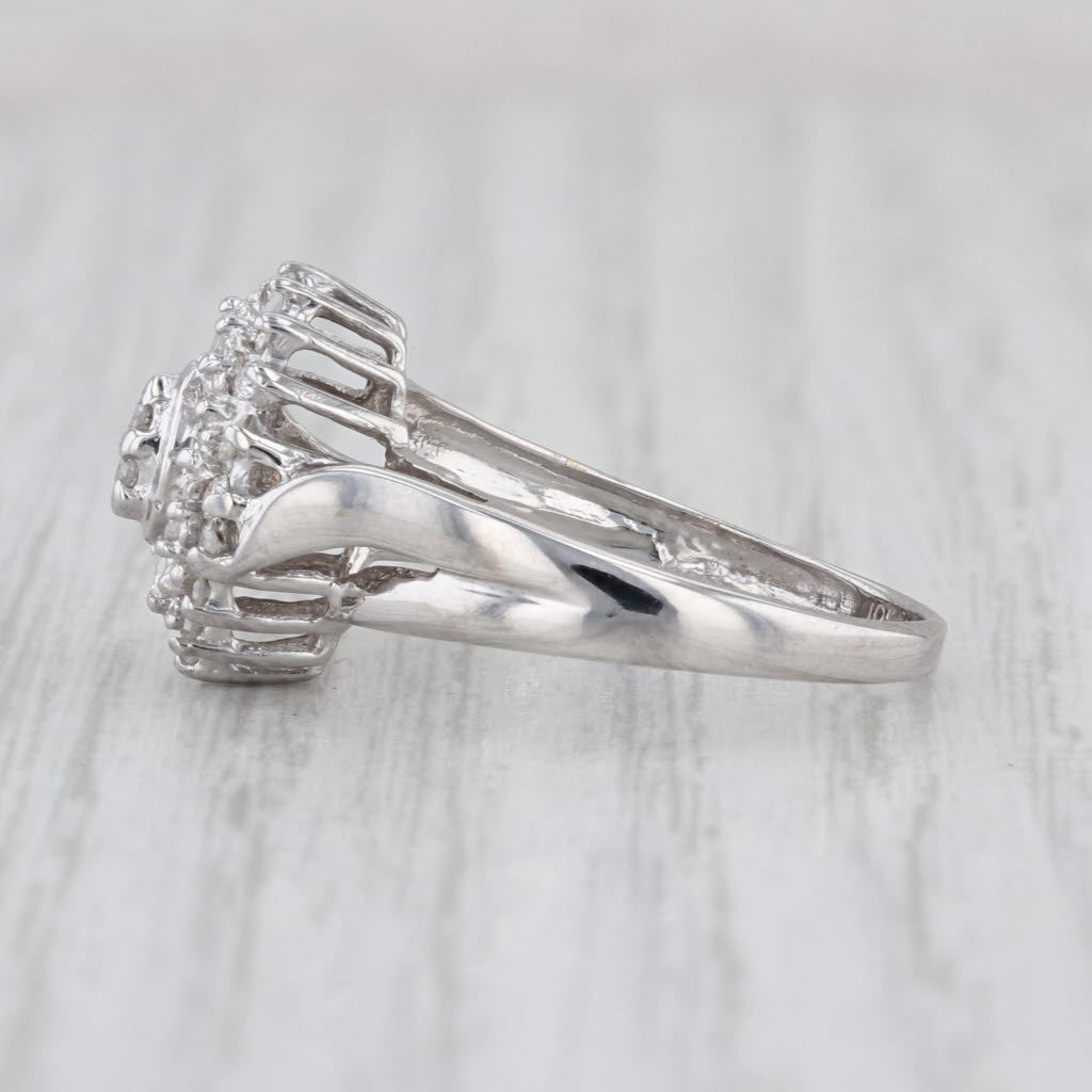 0.32ctw Diamond Cluster Halo Engagement Ring 10k White Gold Size 8