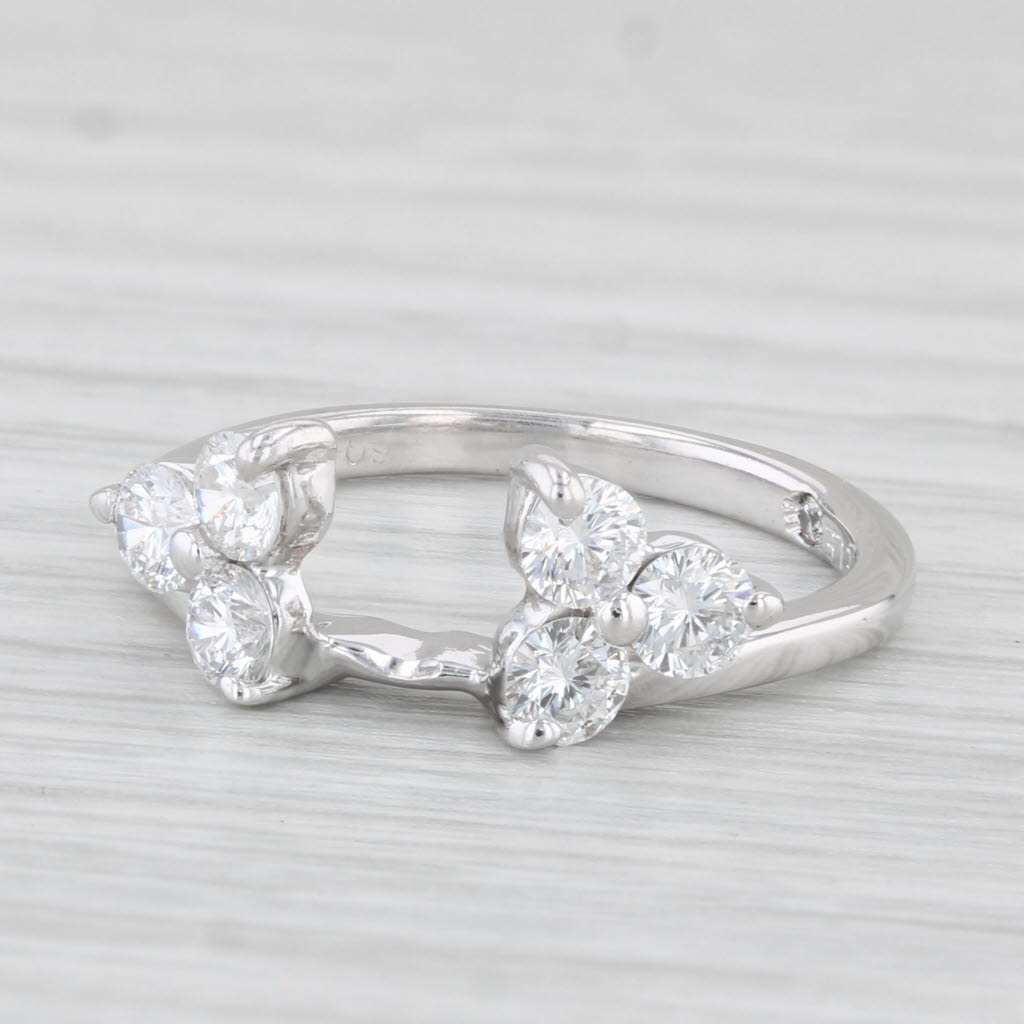 Light Gray Leo 0.75ctw Diamond Ring Guard Wrap 14k White Gold Size 6.25 Wedding Band