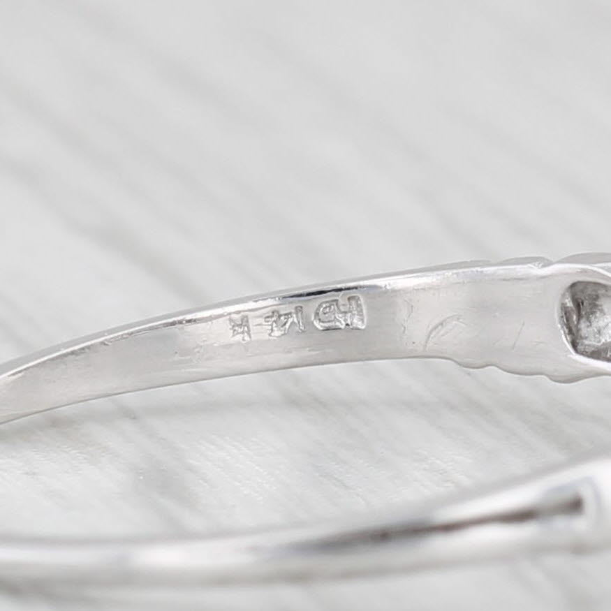 Light Gray Contoured Diamond Ring Guard 14k White Gold Size 6.75 Stackable Wedding Band