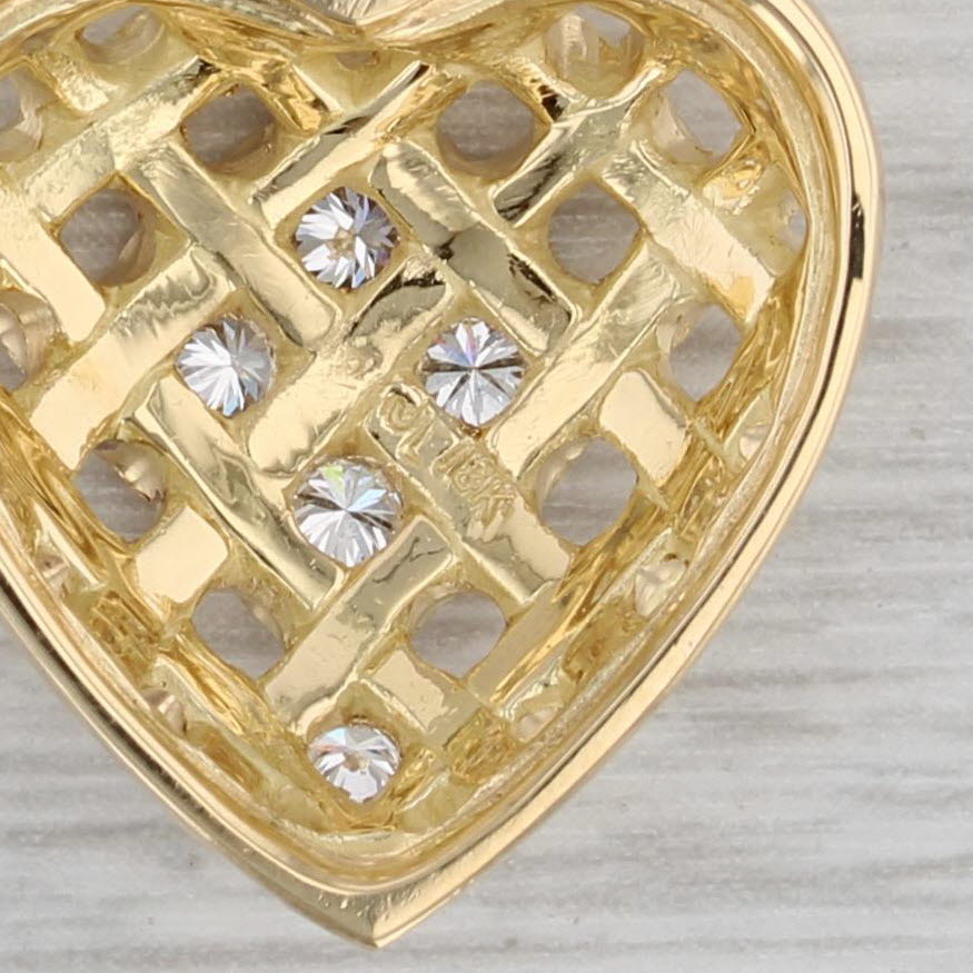 Tan 0.24ctw Diamond Lattice Work Heart Pendant 18k Yellow Gold