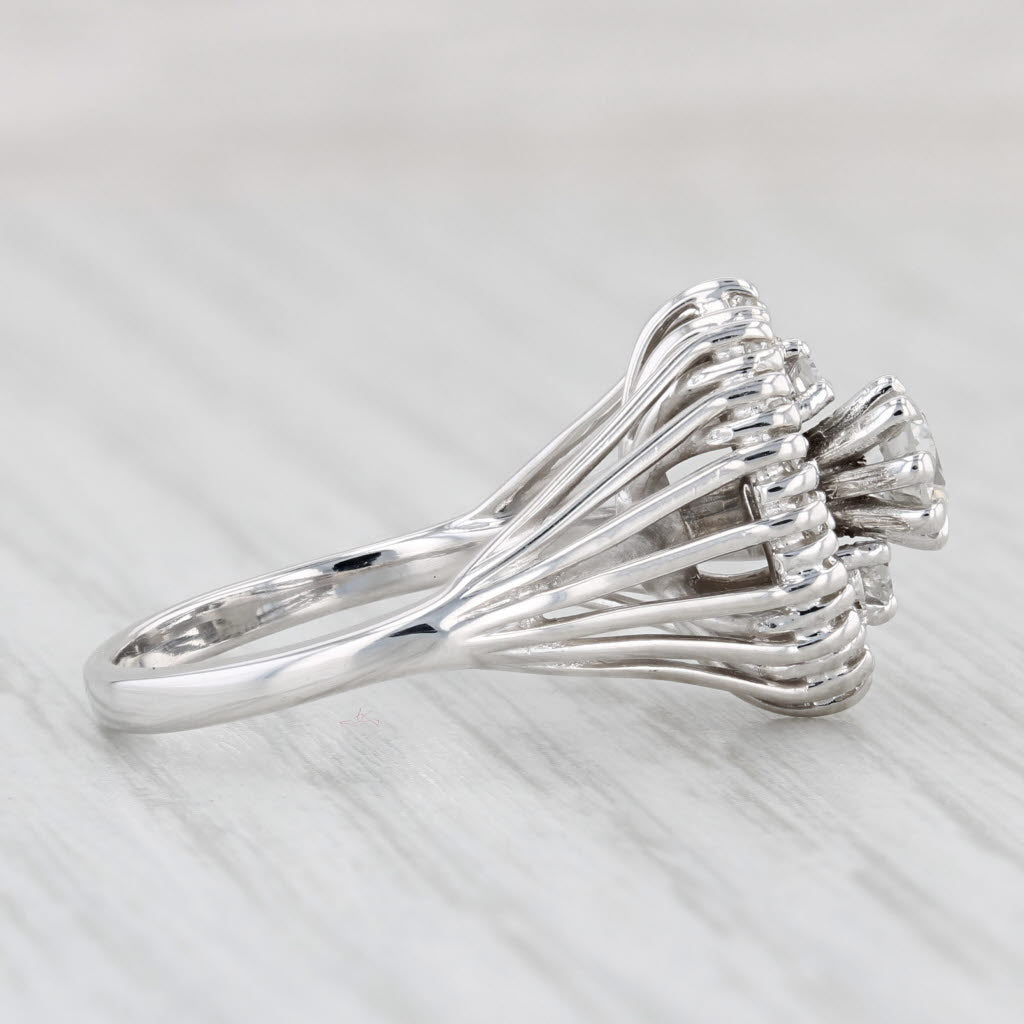Light Gray Vintage 0.61ctw Diamond Halo Ring 14k White Gold Size 6 Engagement