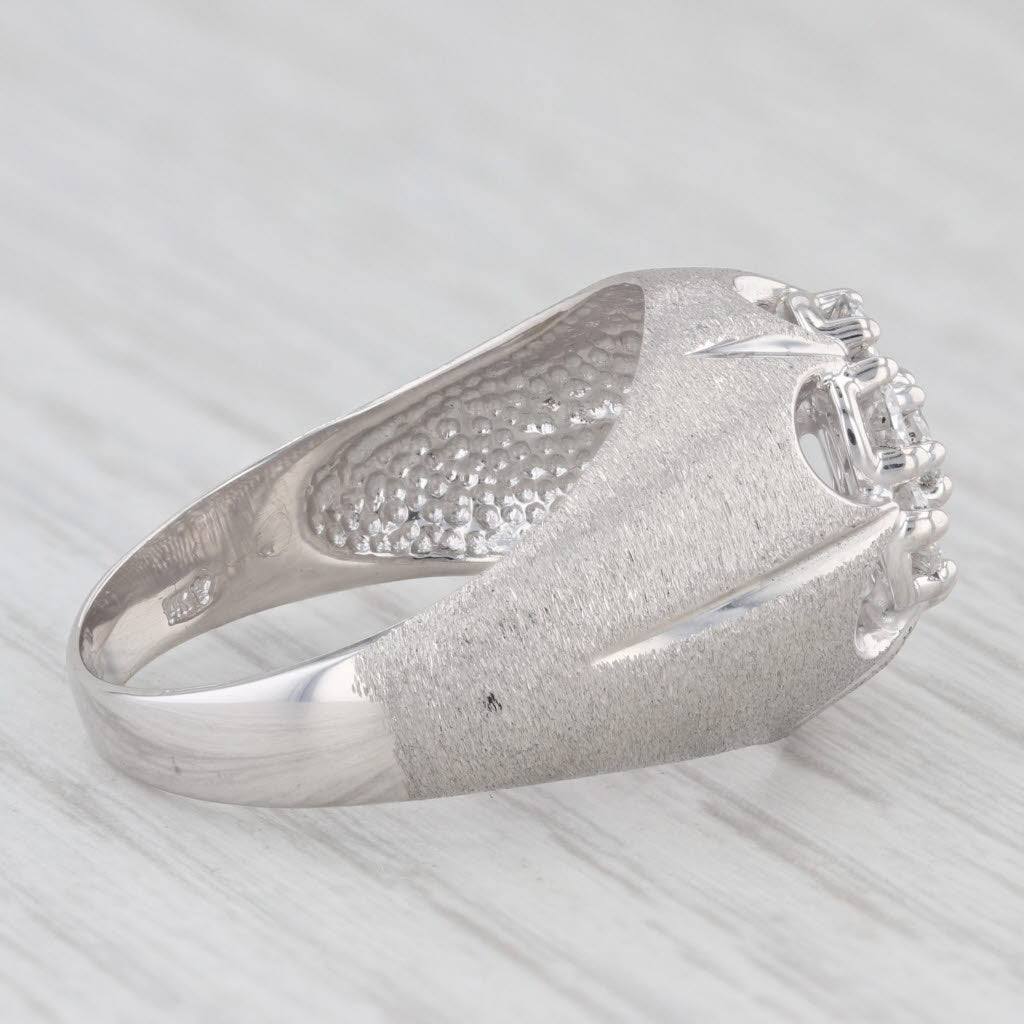 Light Gray 1ctw Diamond Cluster Belcher Settings Ring 14k White Gold Size 10.75 Vintage Men