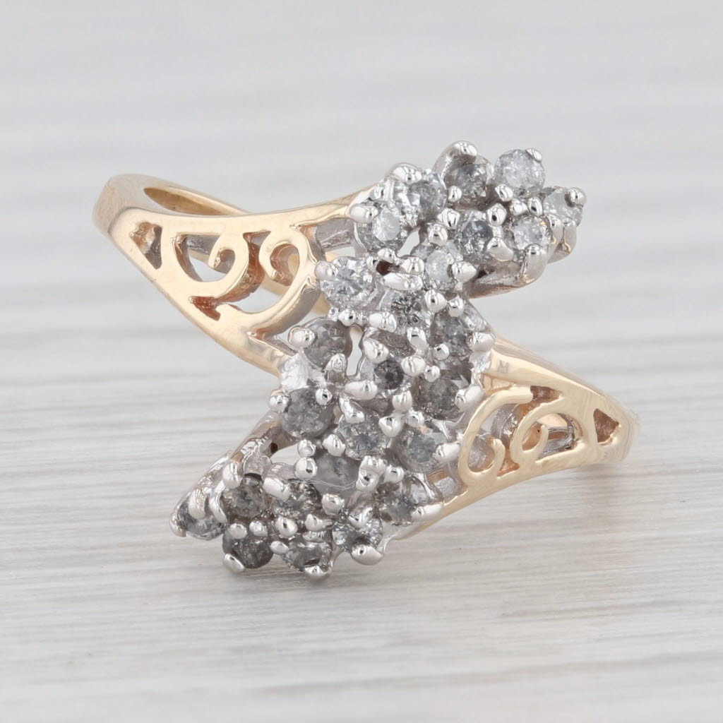 Light Gray 0.32ctw Diamond Cluster Ring 10k Yellow Gold Size 6.5