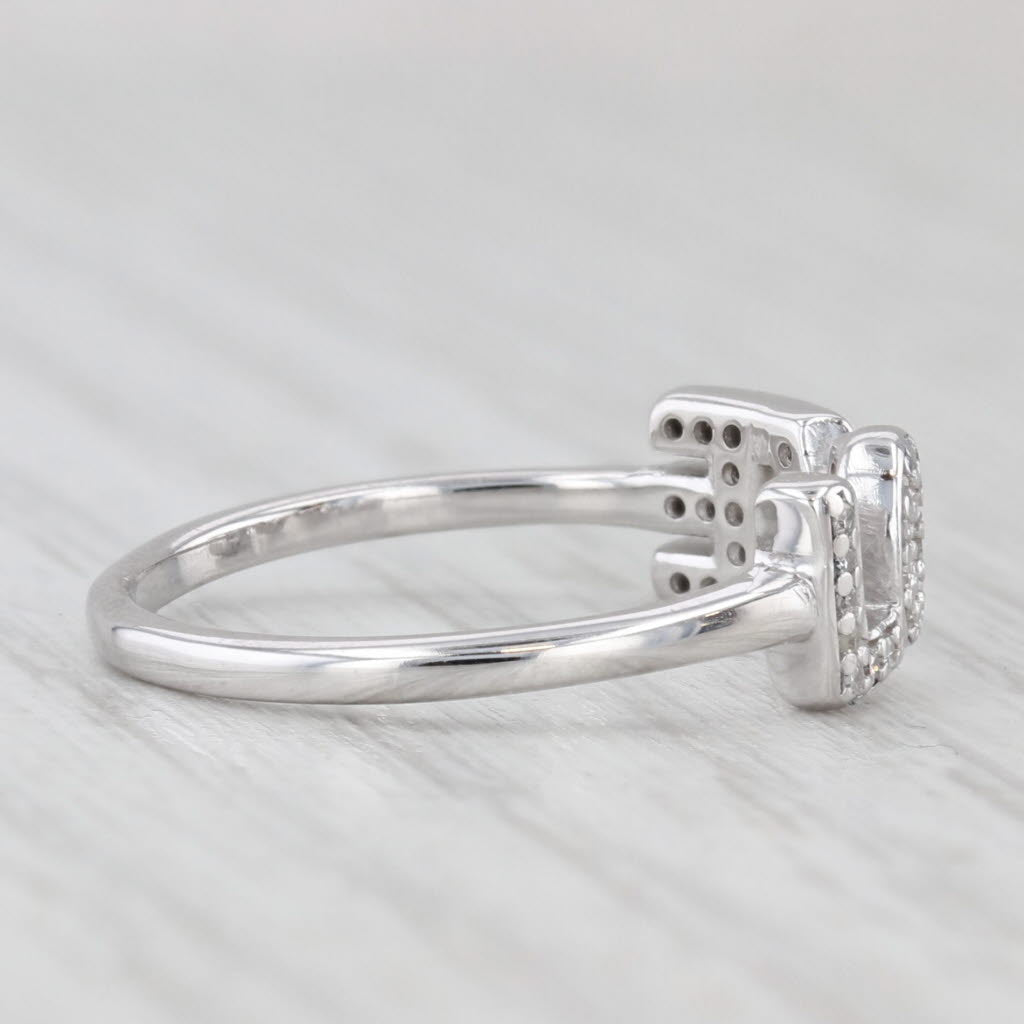 Diamond "LOVE" Ring 10k White Gold Size 6.5+ Adjustable