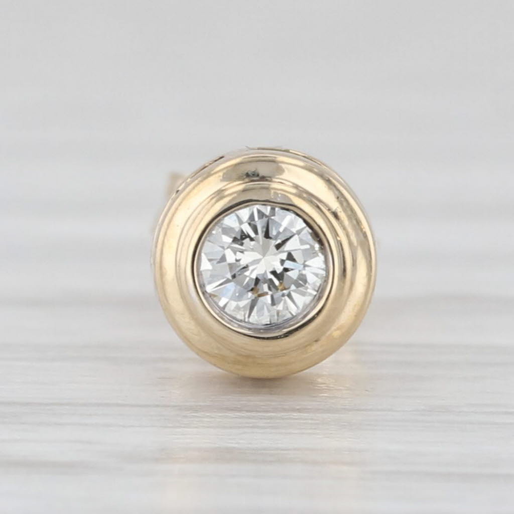 Single 0.12ct Diamond Round Solitaire Stud Earring 14k Yellow Gold