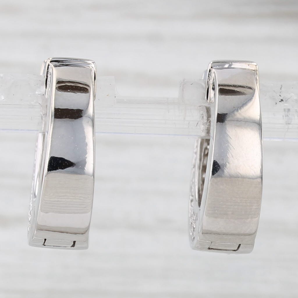 Light Gray 1.20ctw Diamond Hoop Earrings 14k White Gold Snap Top Hinged Hoops