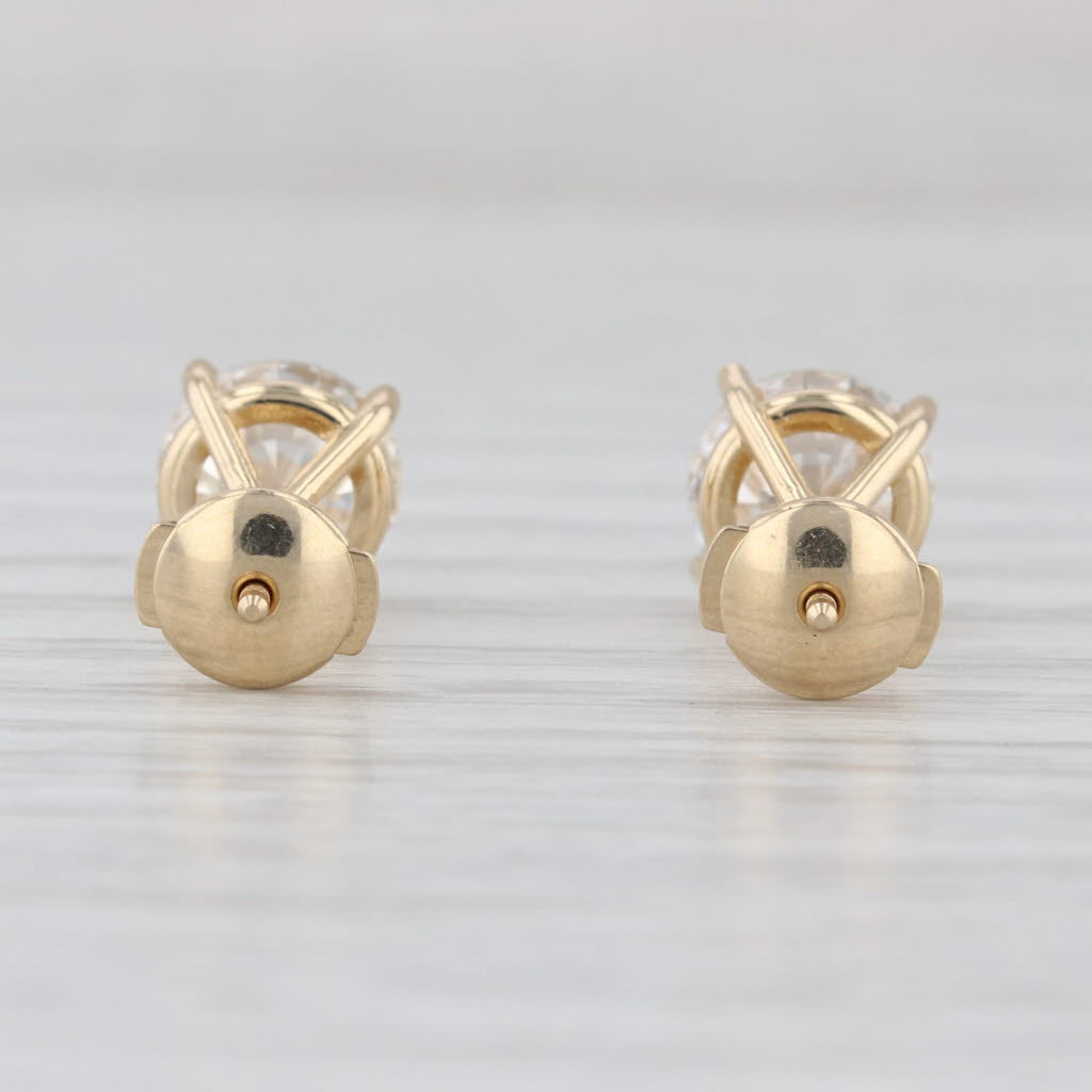 IGI 3.10ctw Round G VS1 Lab Grown Diamond Stud Earrings 14k Gold Secure Backs