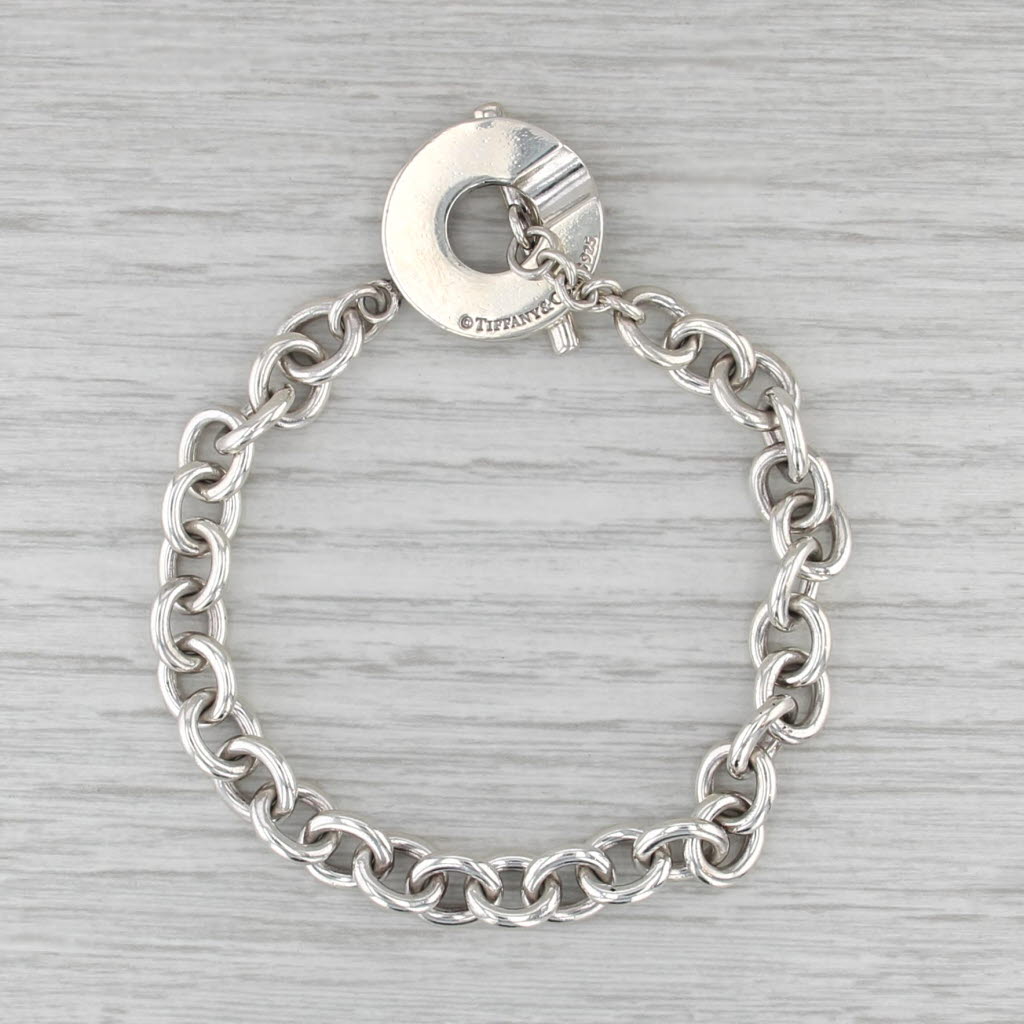 Tiffany & Co 1837 Toggle Charm Bracelet w/ Pouch Sterling Silver 7.5"