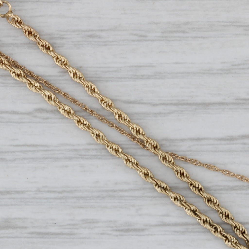 Gray 7" Slide Charm Bracelet 14k Yellow Gold Double Rope Chain Vintage