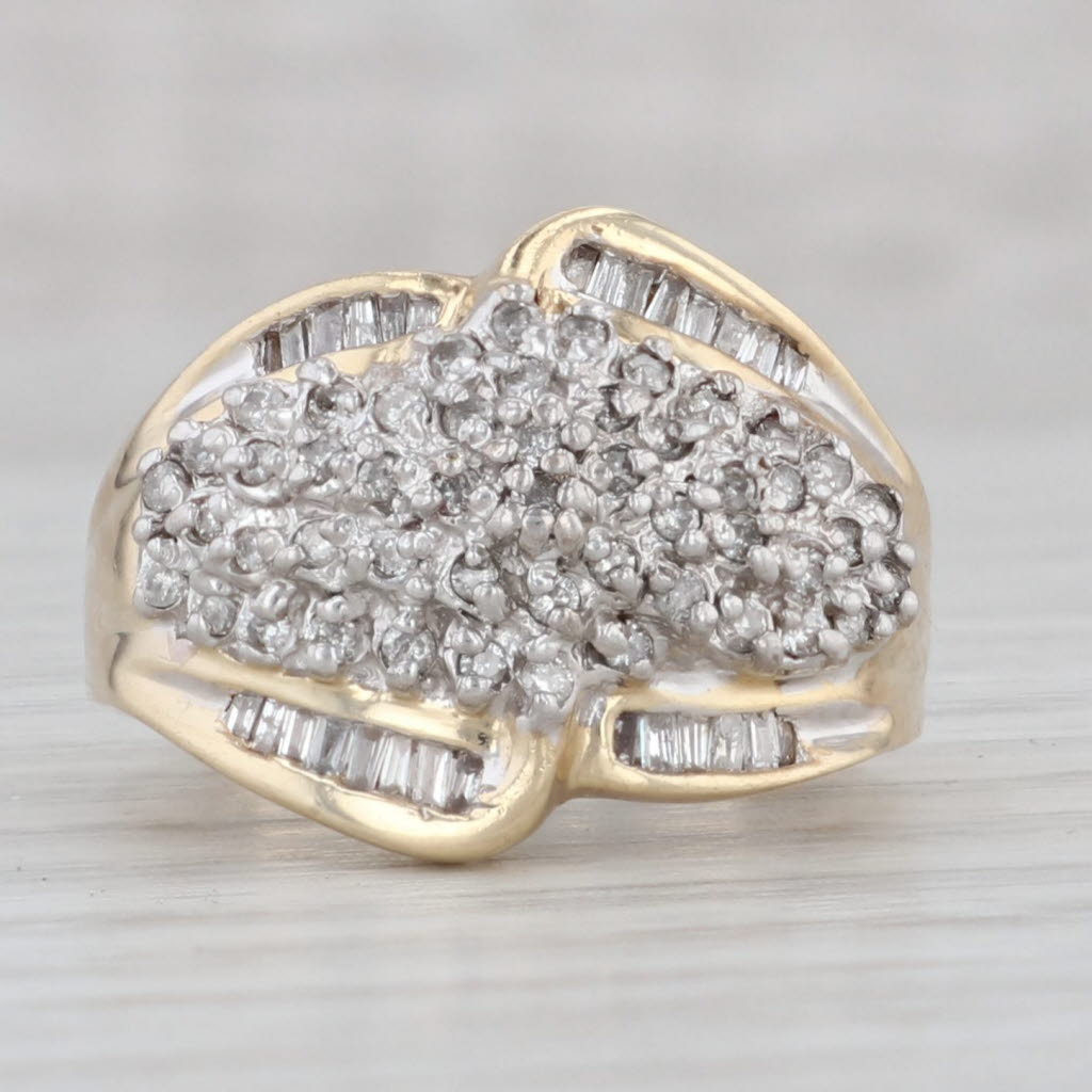 Gray 0.30ctw Diamond Cluster Bypass Ring 14k Yellow Gold Size 5.25