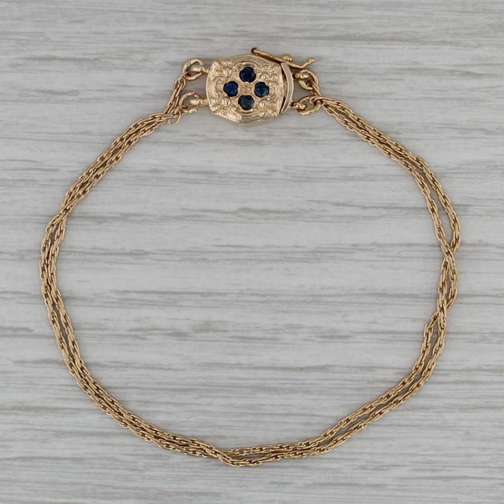 Goldman Kolber Sapphire Box Clasp Slide Charm Bracelet 14k Yellow Gold 7.5"
