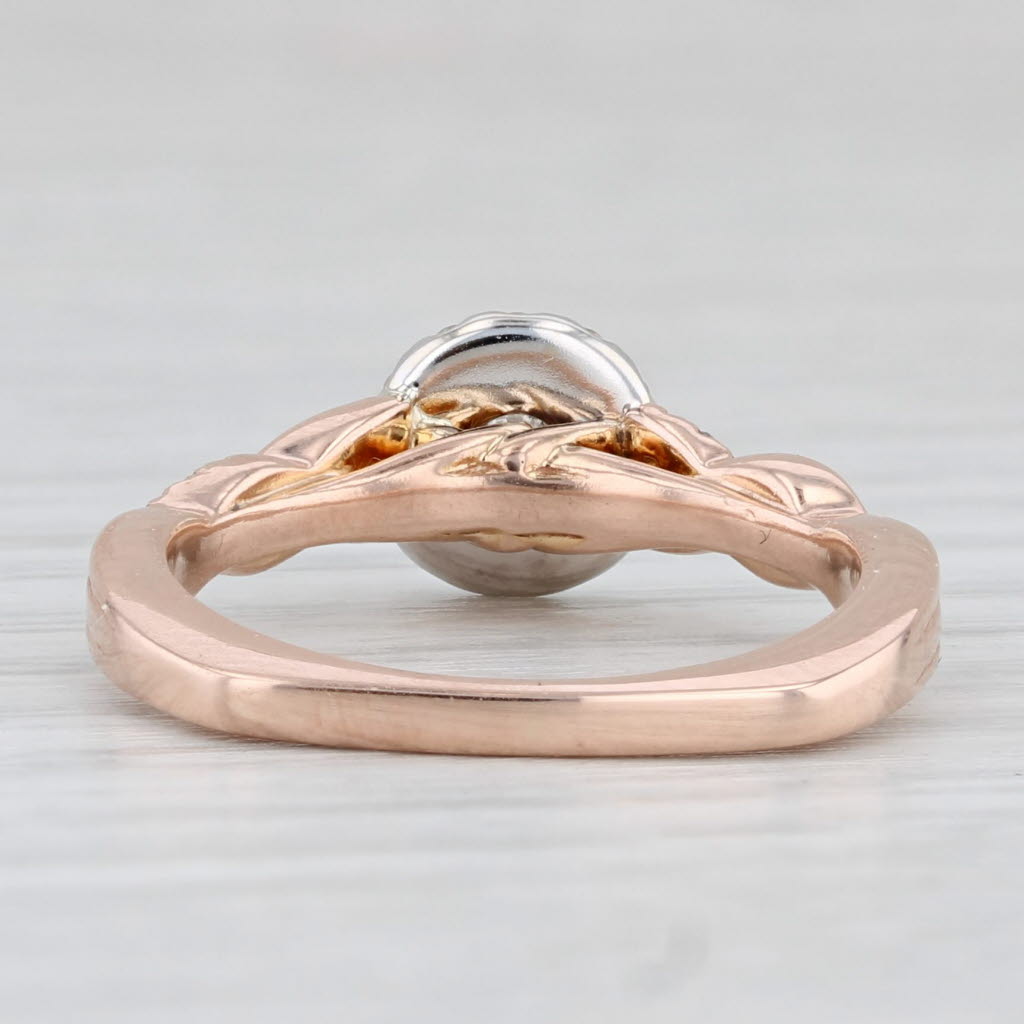 Light Gray 0.43ctw Round Diamond Halo Engagement Ring 14k Rose Gold Size 6.5 Vintage
