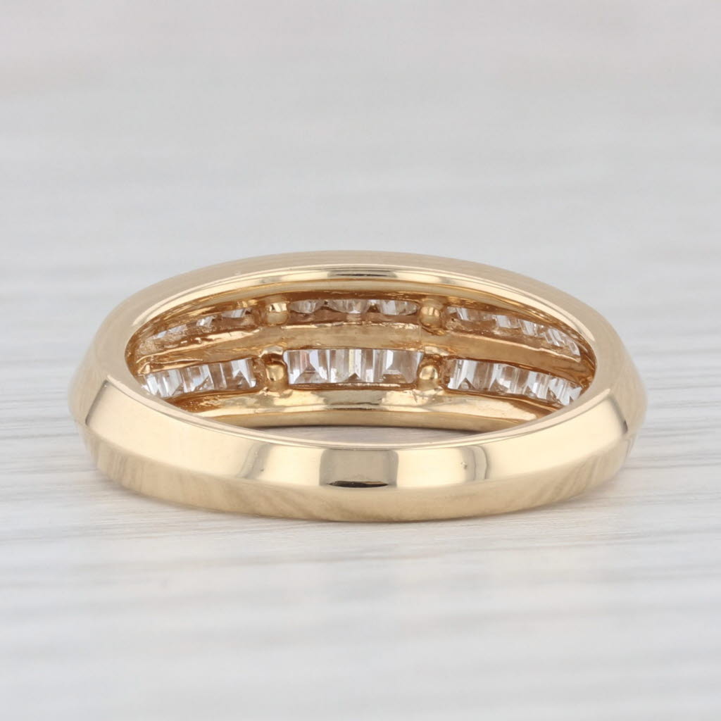 Light Gray 1.04ctw Diamond Beveled Wedding Band Size 6.5 14k Yellow Gold Anniversary Ring