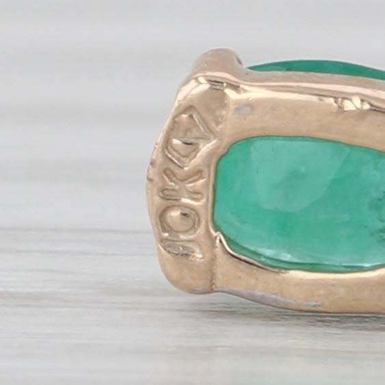 0.52ctw Oval Emerald Diamond Pendant 10k Yellow Gold Small Drop