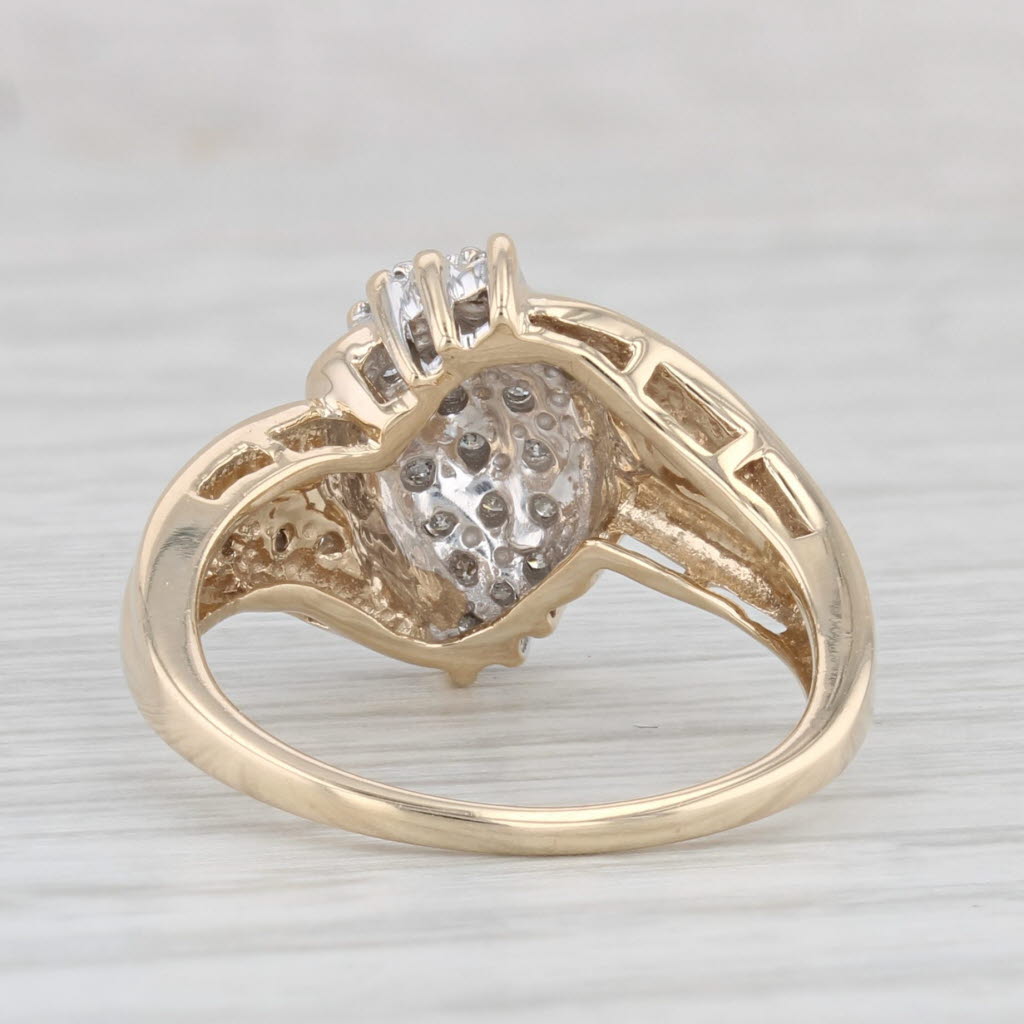 Light Gray 0.14ctw Diamond Cluster Bypass Ring 10k Yellow Gold Size 5.5