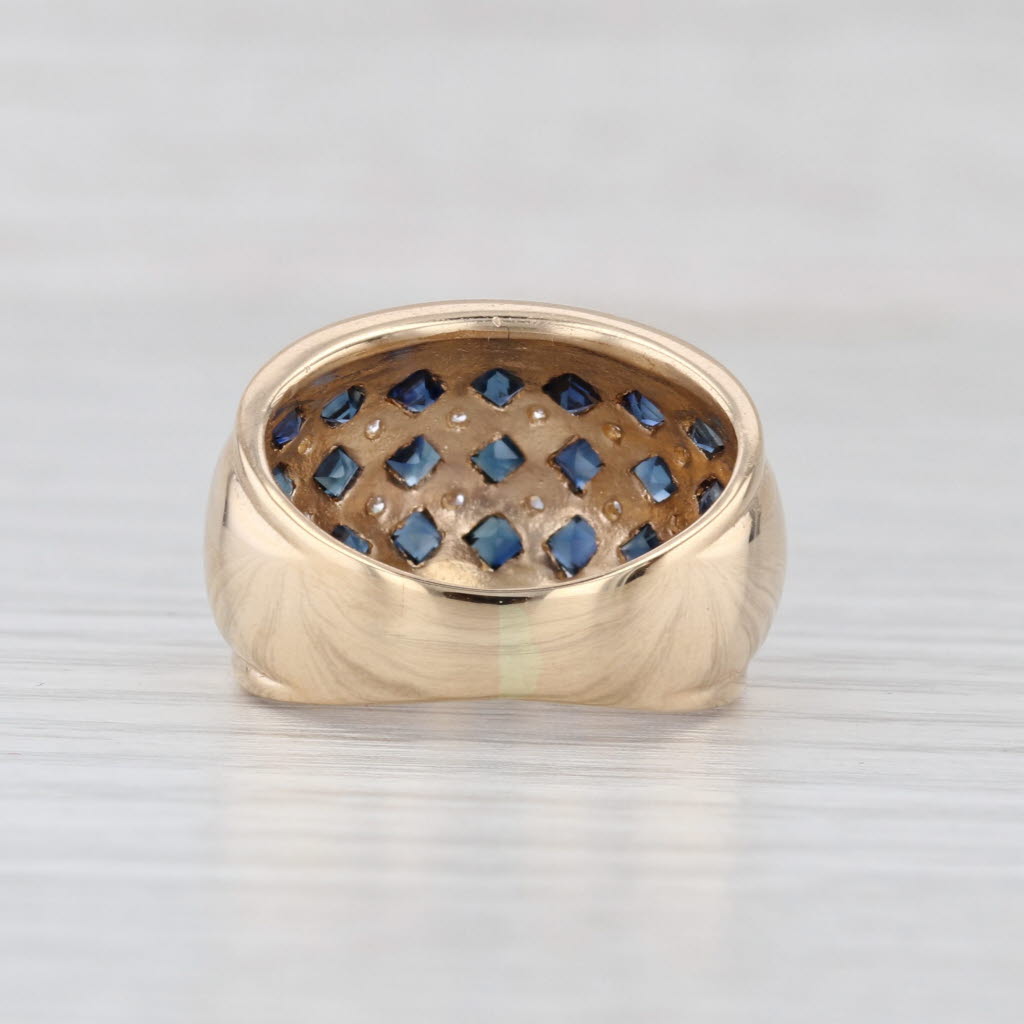 0.80ctw Blue Sapphire Diamond Dome Ring 14k Yellow Gold Size 5.5 Cocktail